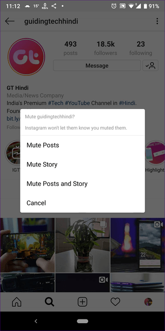 How to mute instagram Posts and Stories