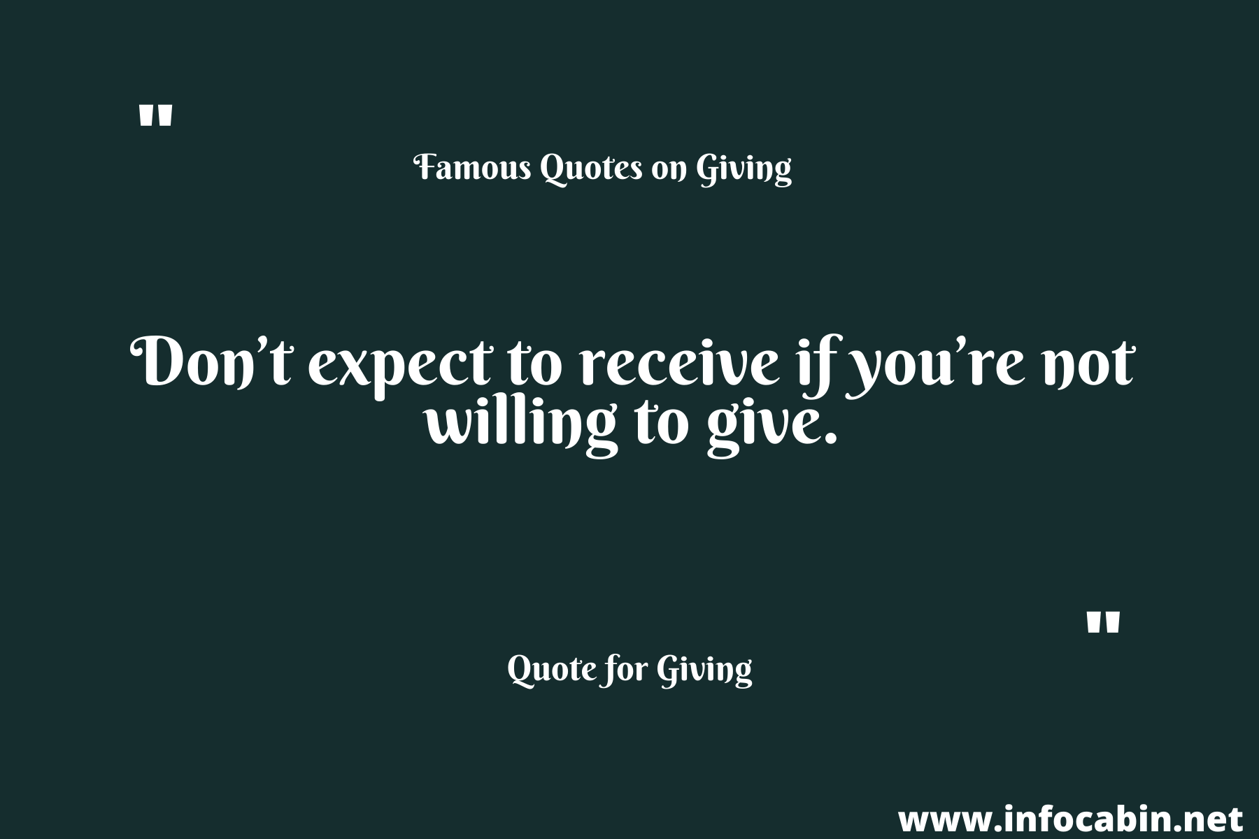 Don’t expect to receive if you’re not willing to give.