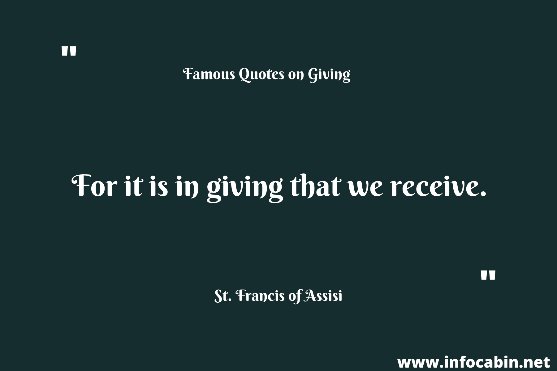 For it is in giving that we receive.