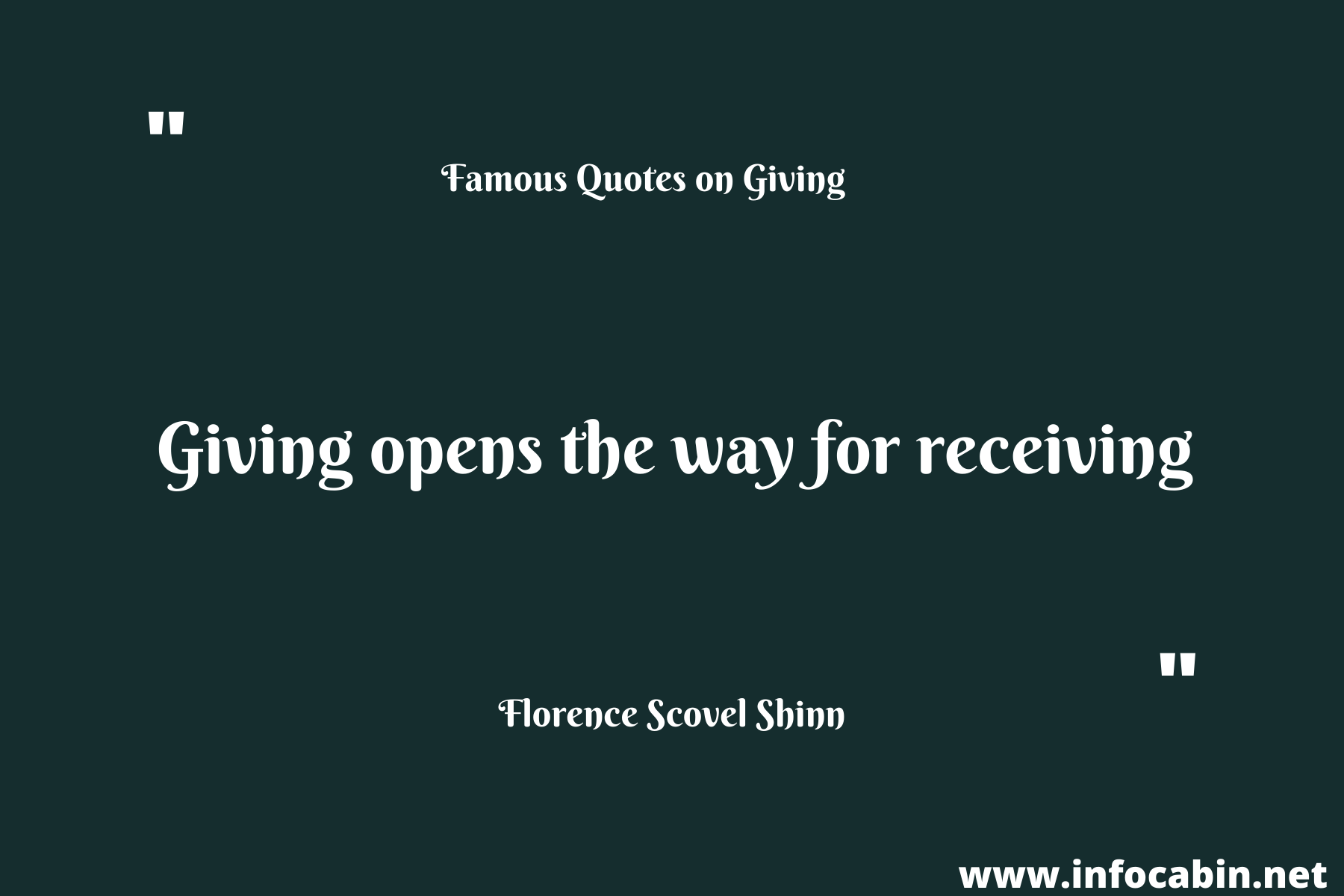 Giving opens the way for receiving