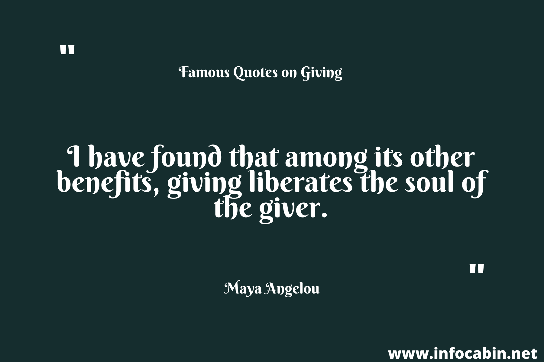 I have found that among its other benefits, giving liberates the soul of the giver.