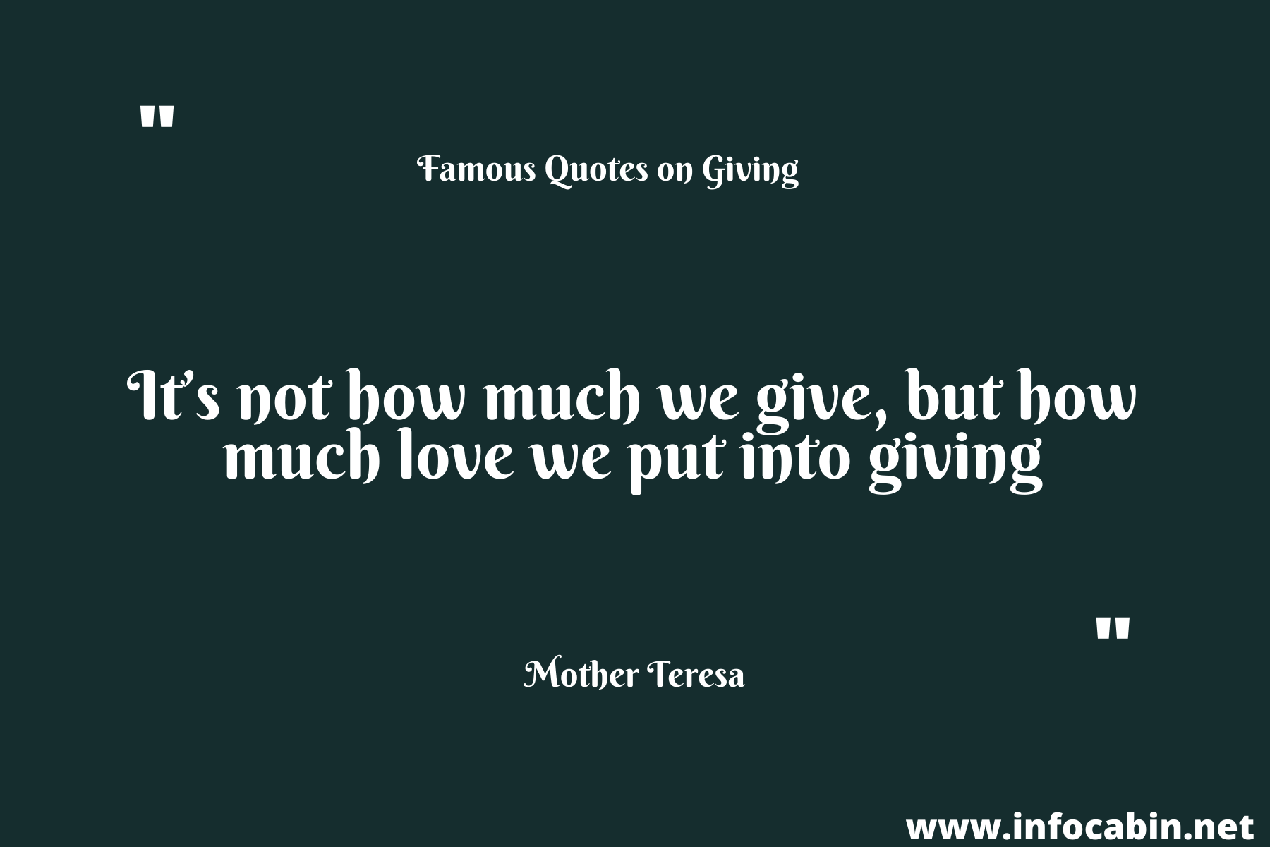 It’s not how much we give, but how much love we put into giving