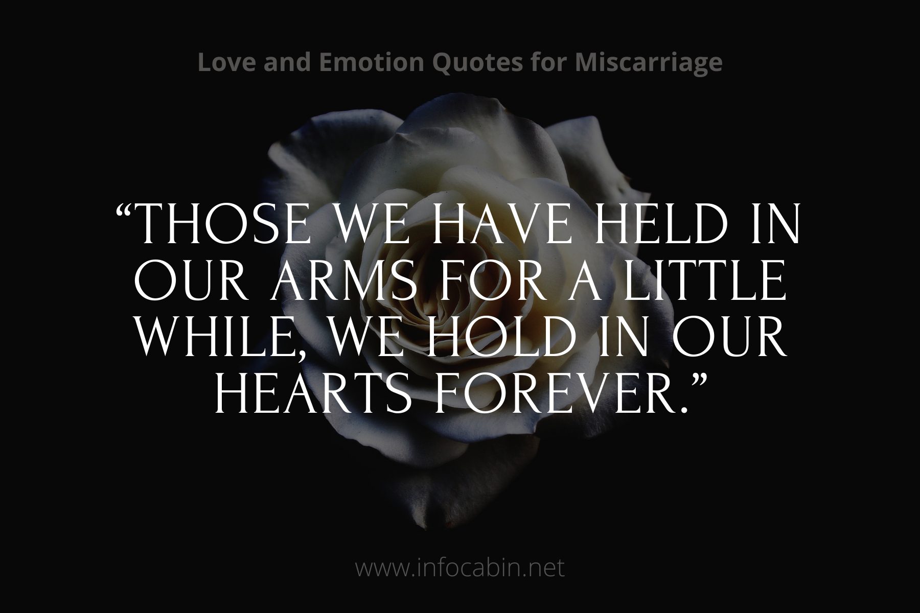 “Those we have held in our arms for a little while, we hold in our hearts forever.” 